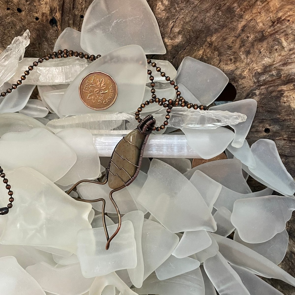 Bay of Fundy Mermaid Tail Necklace - Mother Of Metal - Bay of Fundy Collection - beach rock - Copper-