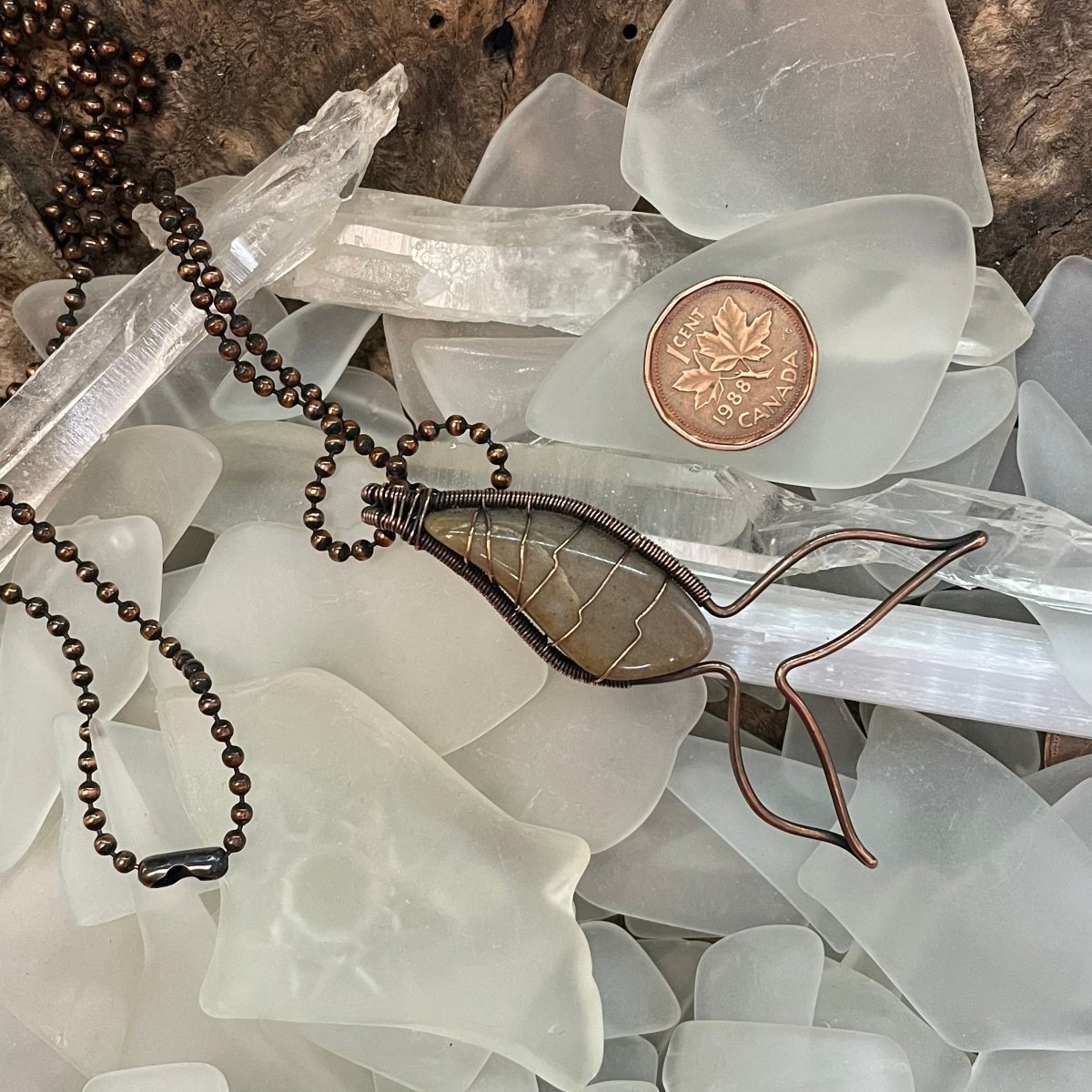 Bay of Fundy Mermaid Tail Necklace - Mother Of Metal - Bay of Fundy Collection - beach rock - Copper-