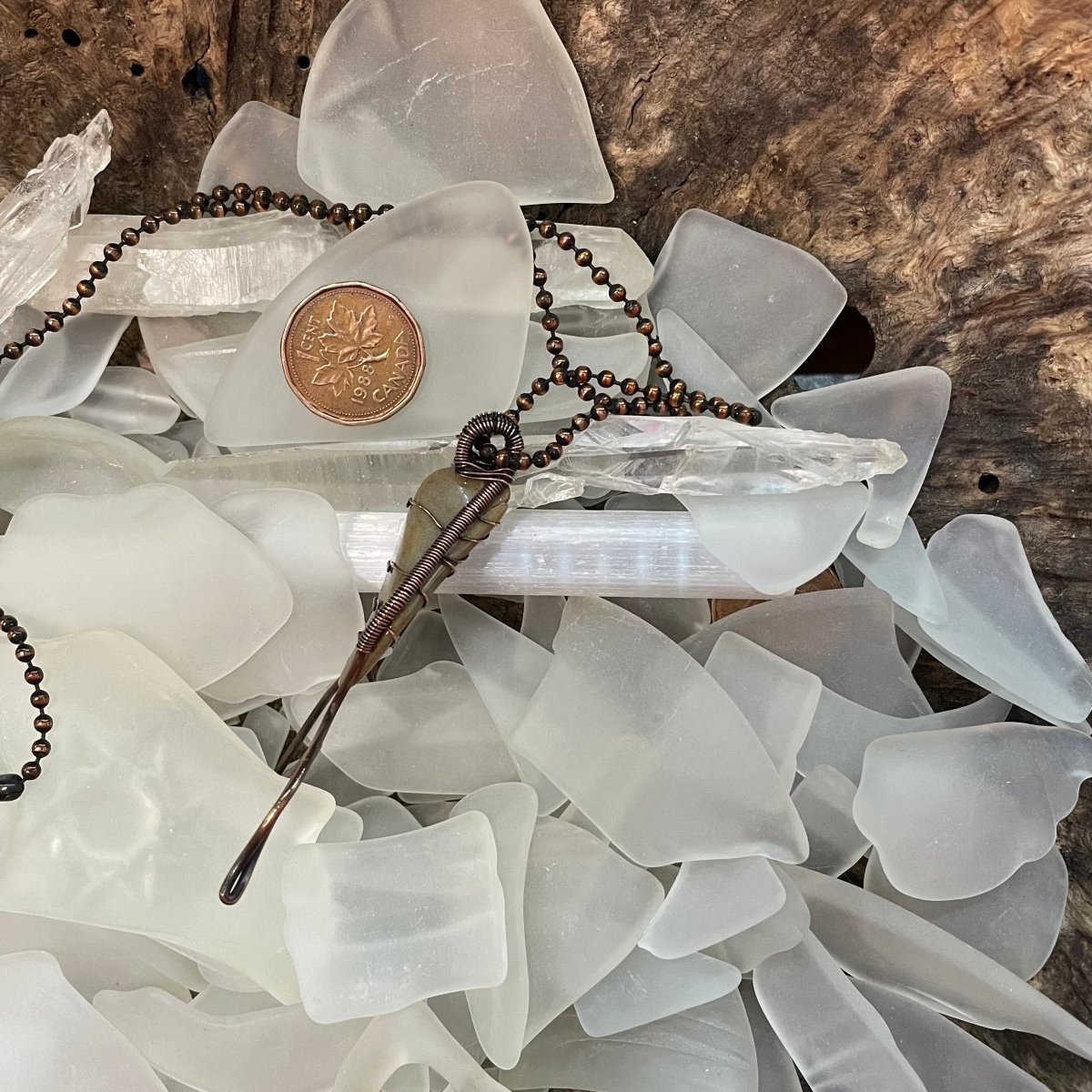 Bay of Fundy Mermaid Tail Necklace - Mother Of Metal - Bay of Fundy Collection - beach rock - Copper-