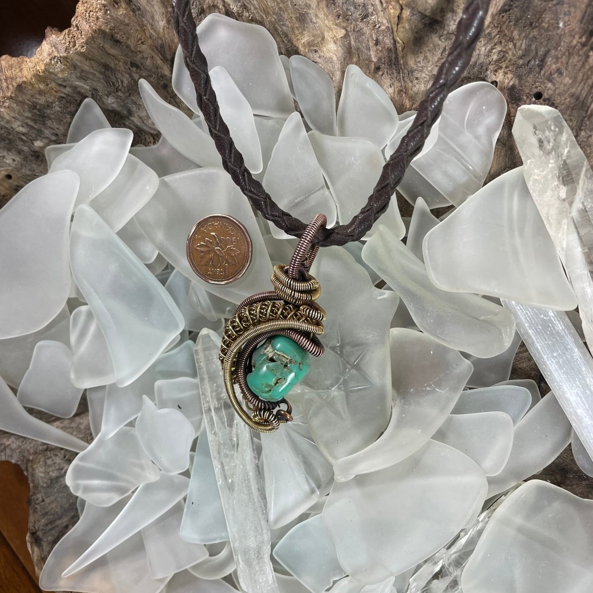 Chrysoprase Coils Pendant - Mother Of Metal - Chrysoprase - Copper - For Her-Pendants