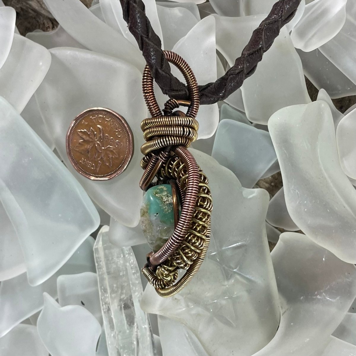 Chrysoprase Coils Pendant - Mother Of Metal - Chrysoprase - Copper - For Her-Pendants