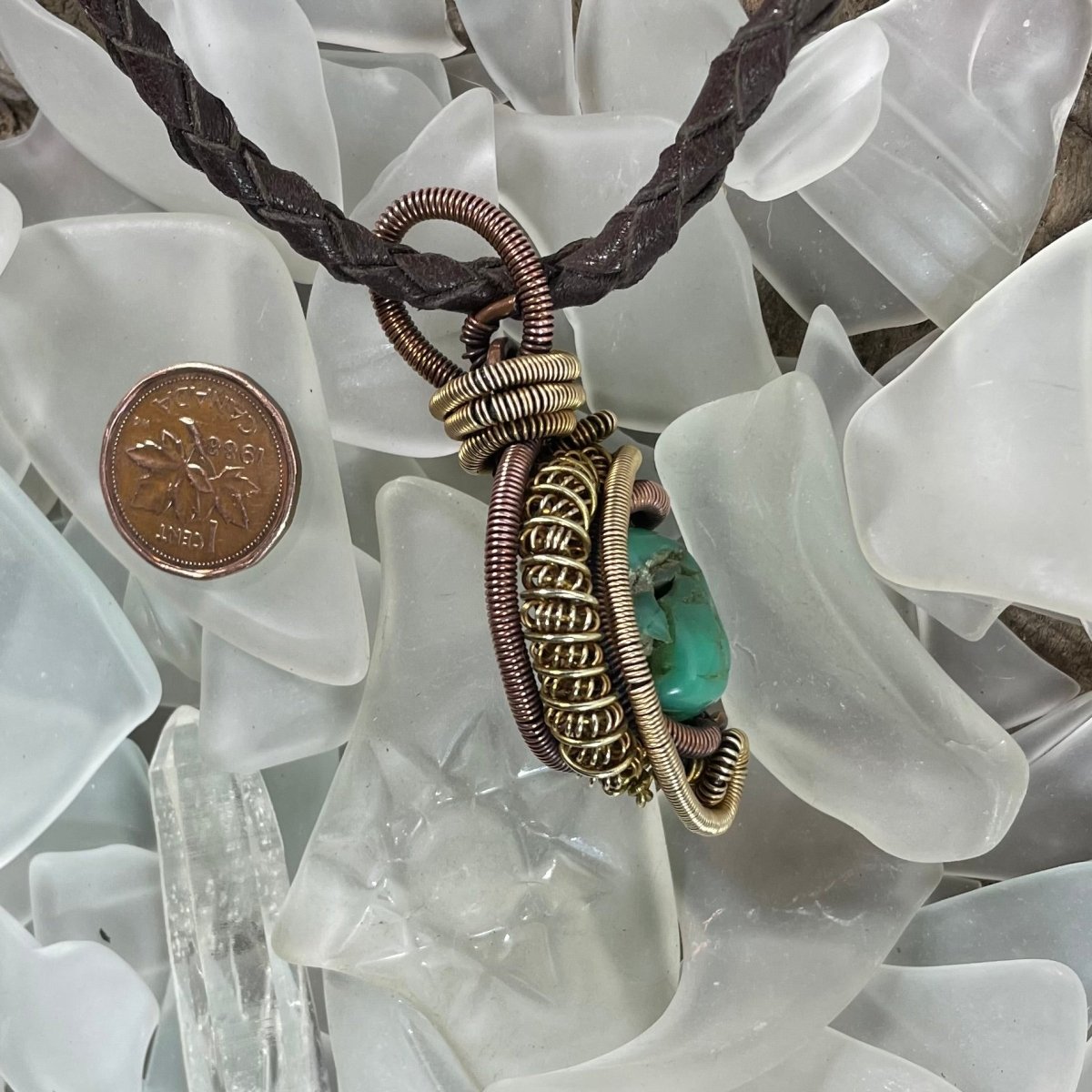 Chrysoprase Coils Pendant - Mother Of Metal - Chrysoprase - Copper - For Her-Pendants