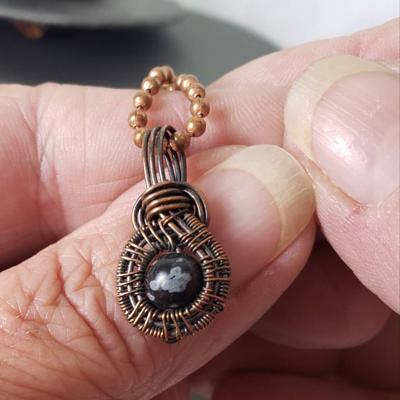 Gemstone Mini Snowflake Obsidian - Mother Of Metal - For Her - For Him - For Necks-Charms & Pendants