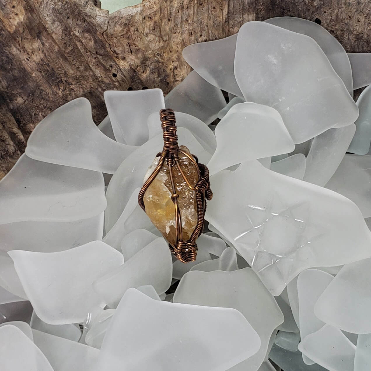 Honey Calcite Raw Point Pendant - Mother Of Metal - For Her - For Him - For Necks-Charms & Pendants