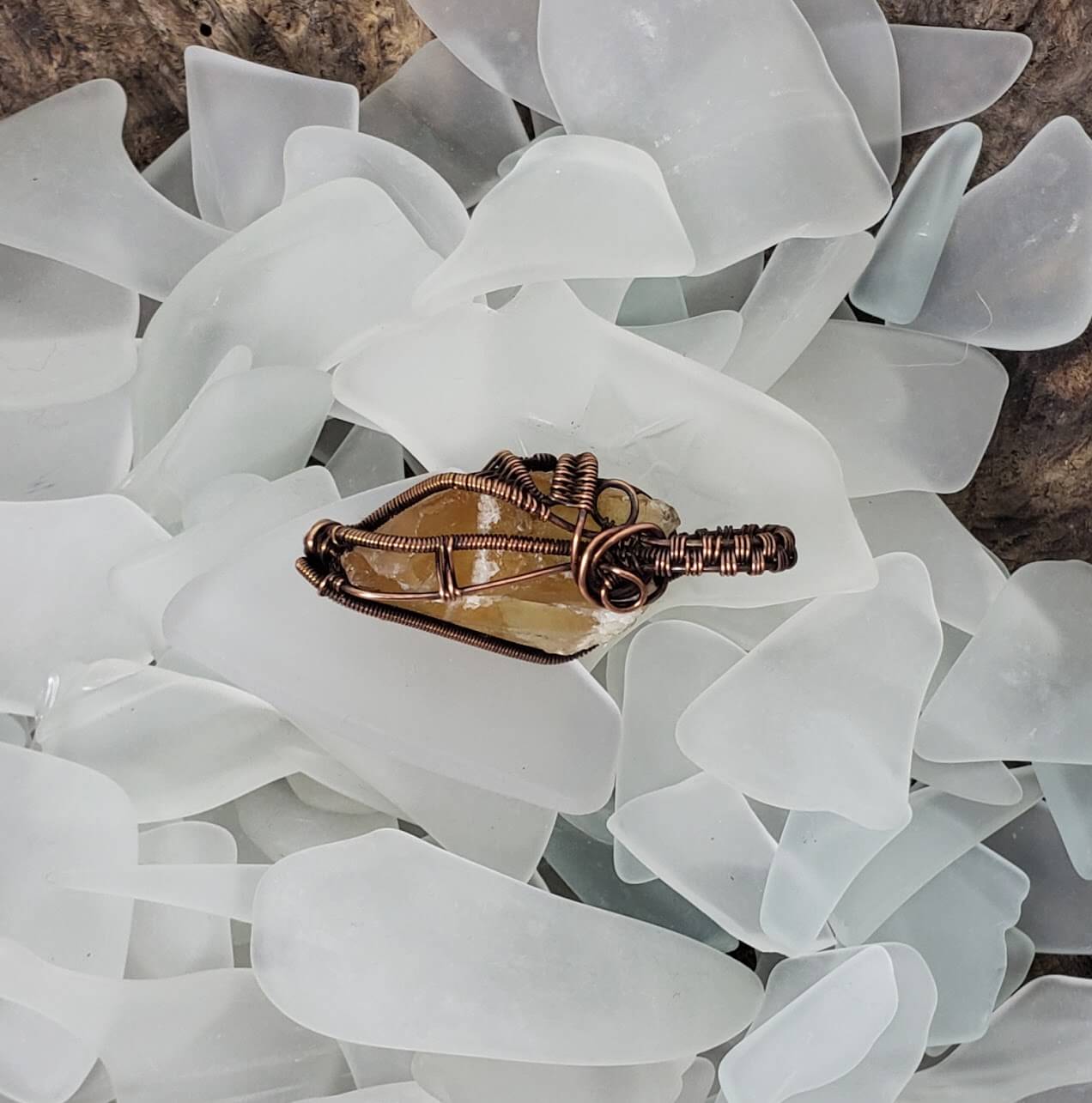 Honey Calcite Raw Point Pendant - Mother Of Metal - For Her - For Him - For Necks-Charms & Pendants