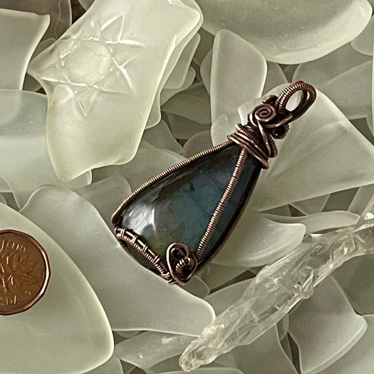 Labradorite Teardrop Pendant - Mother Of Metal - Copper - For Her - For Him-