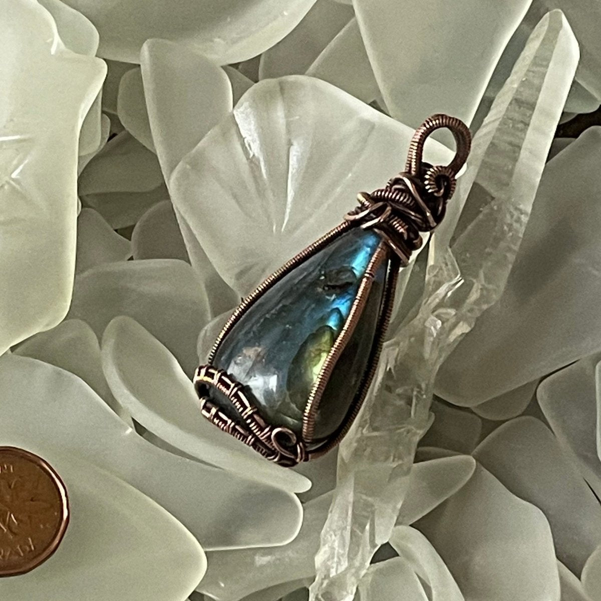 Labradorite Teardrop Pendant - Mother Of Metal - Copper - For Her - For Him-