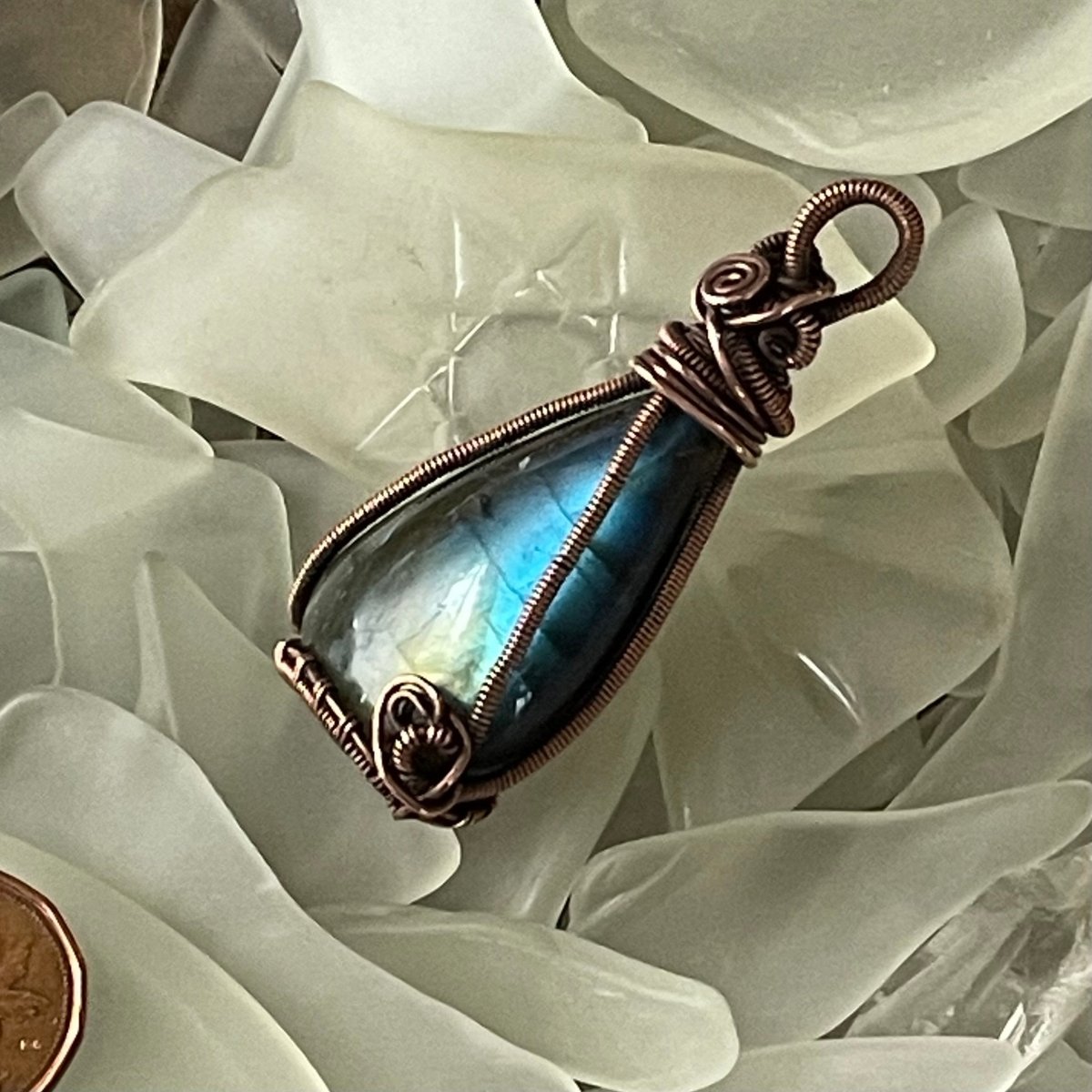 Labradorite Teardrop Pendant - Mother Of Metal - Copper - For Her - For Him-