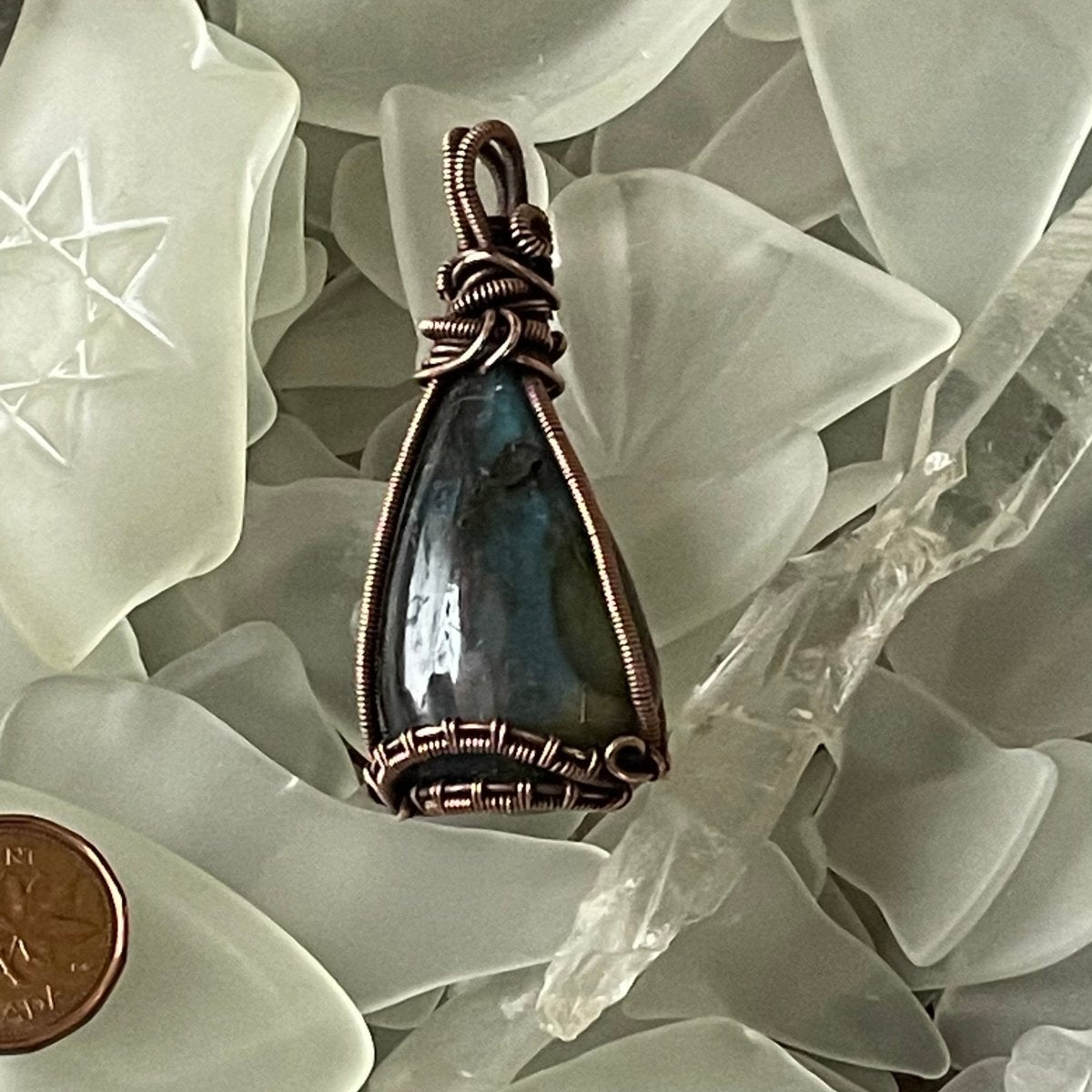 Labradorite Teardrop Pendant - Mother Of Metal - Copper - For Her - For Him-