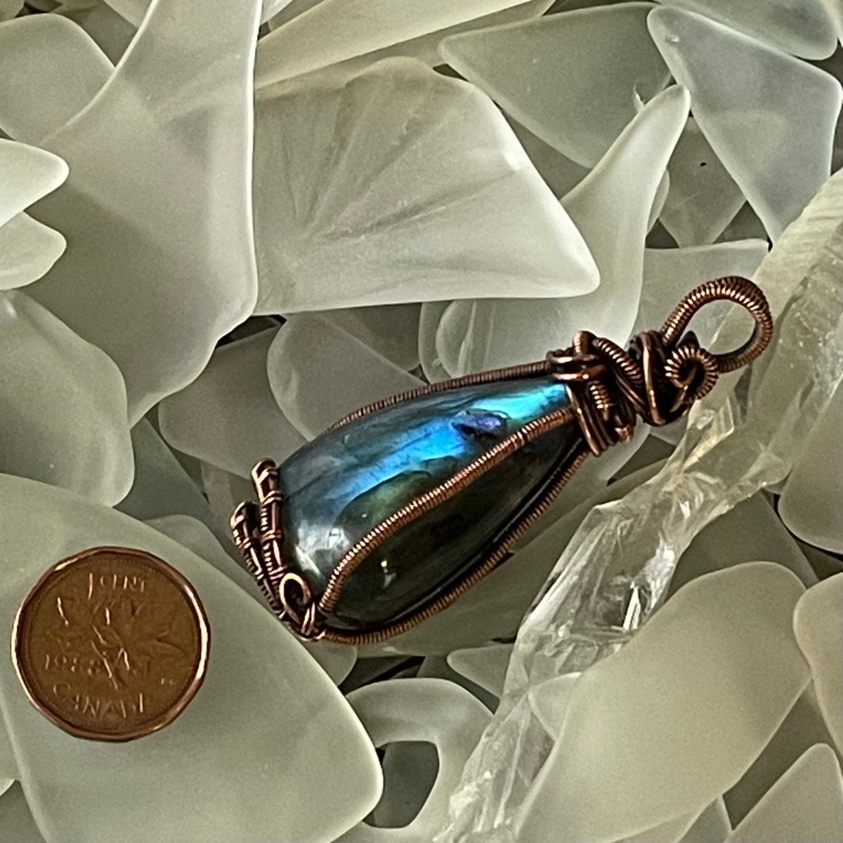 Labradorite Teardrop Pendant - Mother Of Metal - Copper - For Her - For Him-