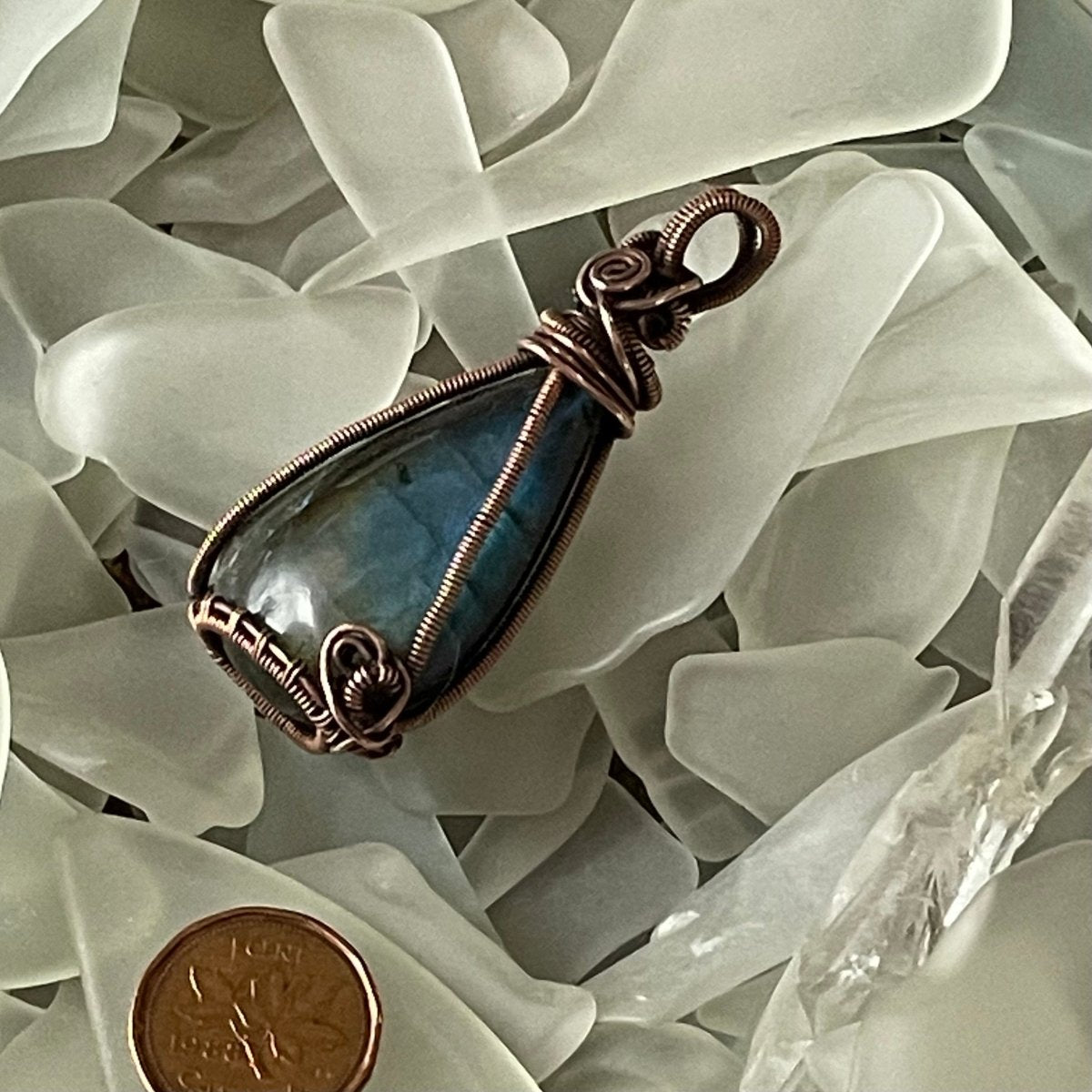 Labradorite Teardrop Pendant - Mother Of Metal - Copper - For Her - For Him-
