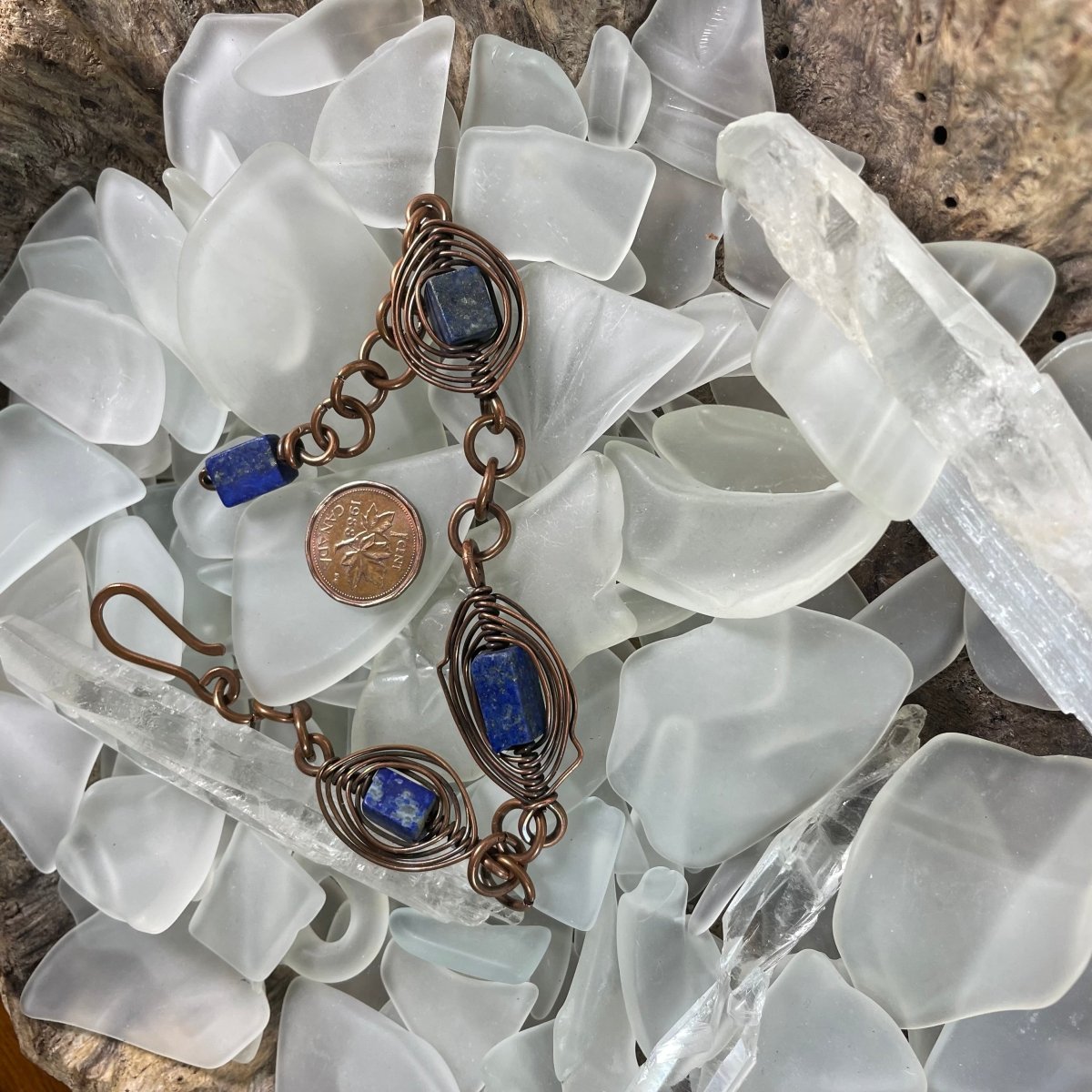 Lapis Lazuli and Copper Link Bracelet - Mother Of Metal - AG Collection - Copper - For Her-beaded chain links