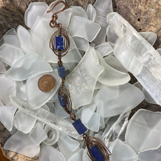 Lapis Lazuli and Reclaimed Copper Link Bracelet - Mother Of Metal - AG Collection - Copper - For Her-link bracelet