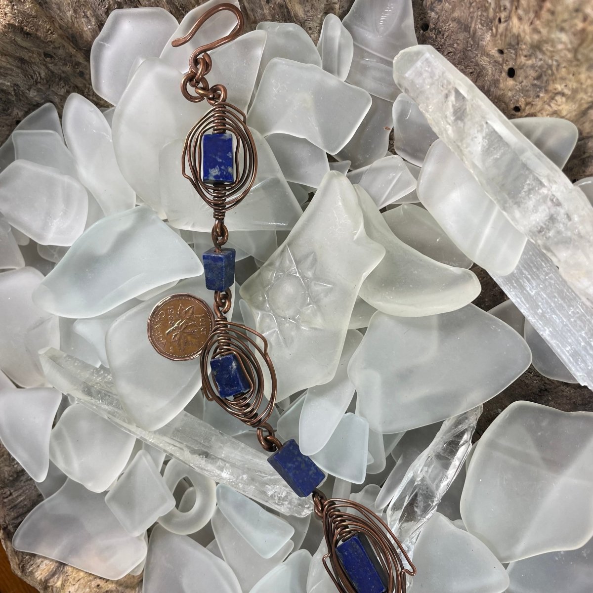 Lapis Lazuli and Reclaimed Copper Link Bracelet - Mother Of Metal - AG Collection - Copper - For Her-link bracelet