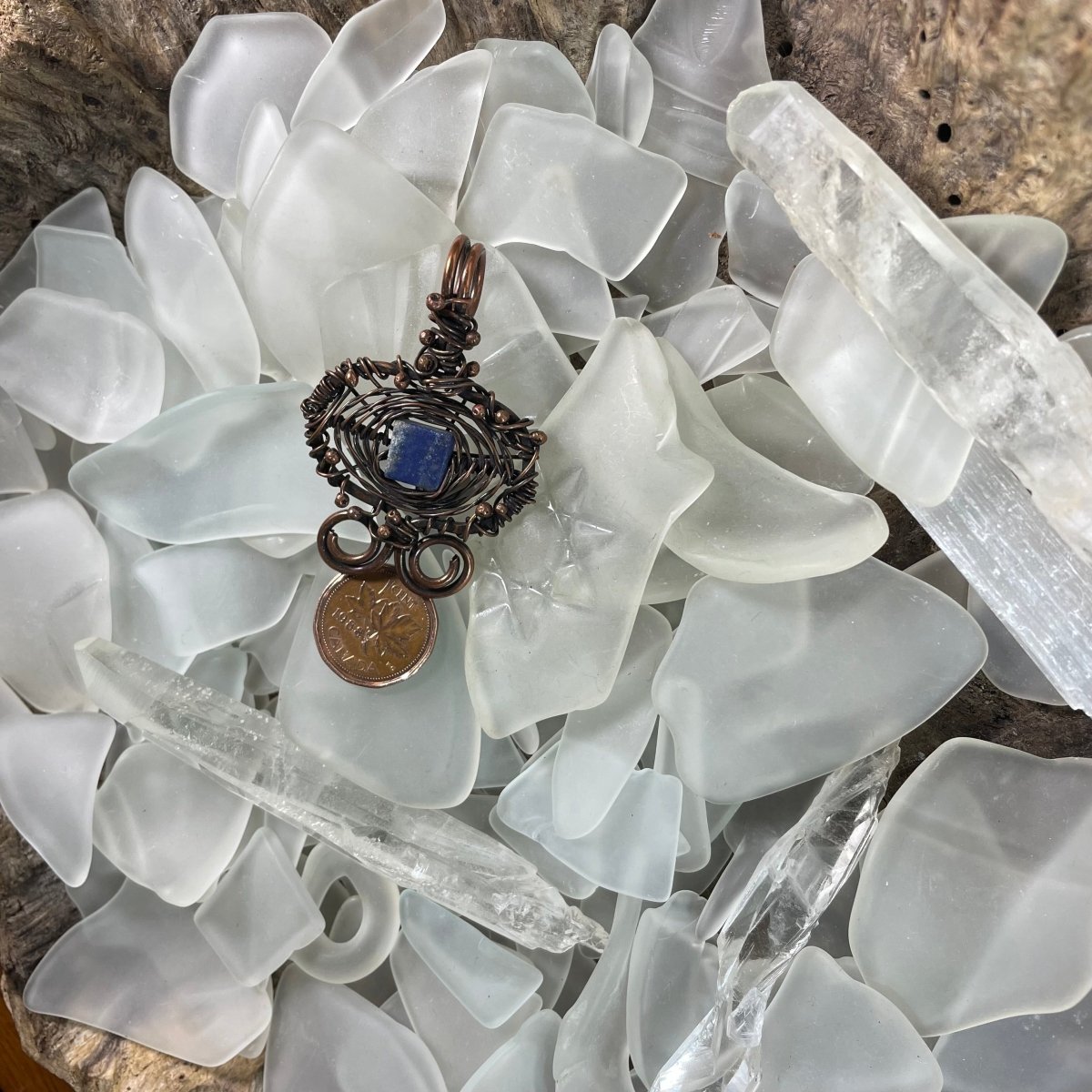 Lapis Lazuli and Reclaimed Copper Pendant - Mother Of Metal - AG Collection - Copper - For Her-Pendants