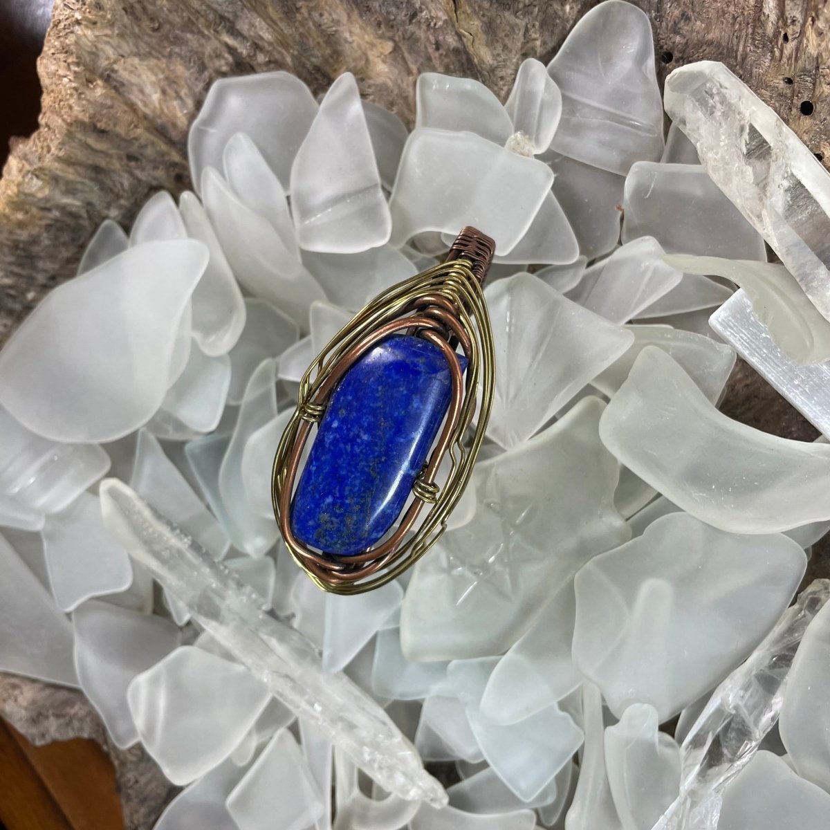 Lapis Lazuli Copper and Brass Cuff Bracelet - Mother Of Metal - brass - Copper - For Her-Cuff Bracelets