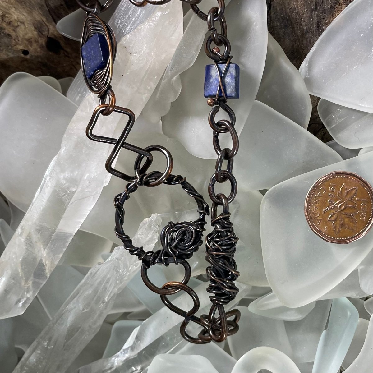 Lapis Lazuli Opera Necklace - Mother Of Metal - AG Collection - Bay of Fundy Collection - Copper-Necklaces