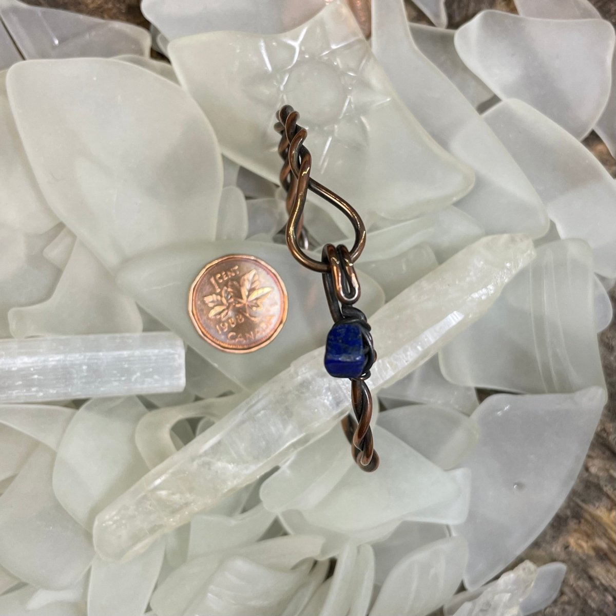 Lapis Lazuli Twisted Copper bangle - Mother Of Metal - Copper - For Her - For Wrists-