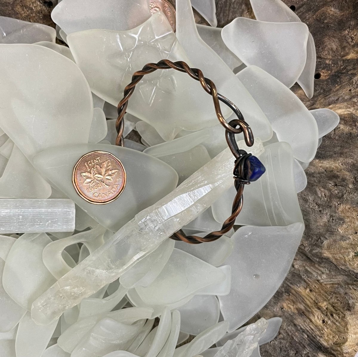 Lapis Lazuli Twisted Copper bangle - Mother Of Metal - Copper - For Her - For Wrists-