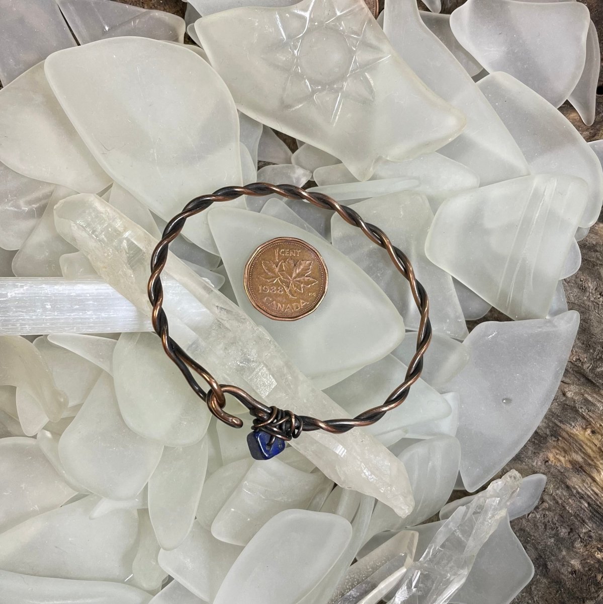 Lapis Lazuli Twisted Copper bangle - Mother Of Metal - Copper - For Her - For Wrists-
