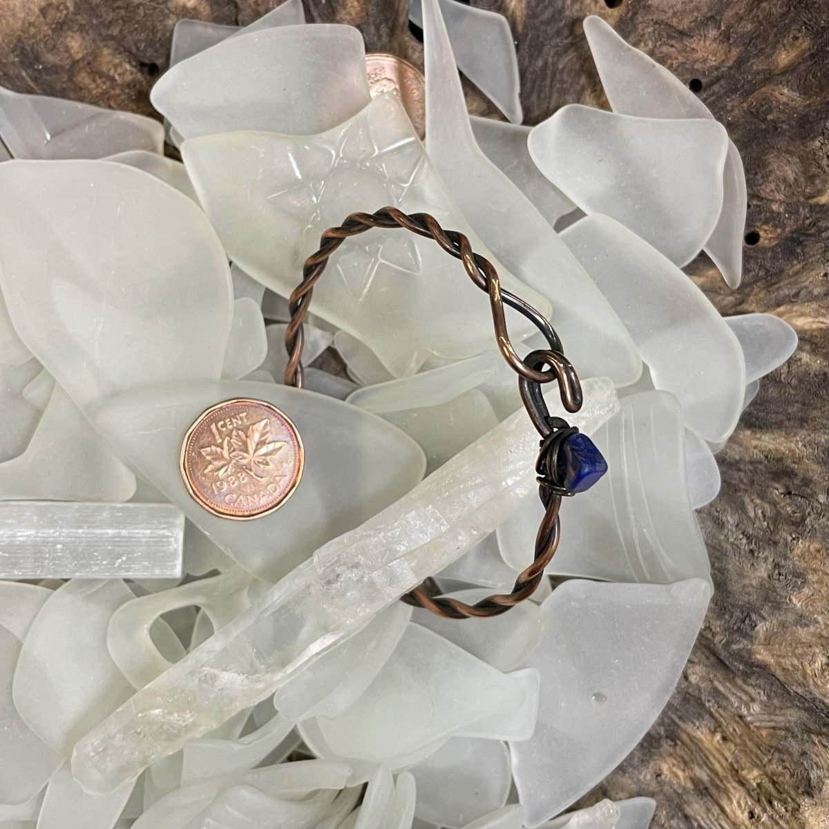 Lapis Lazuli Twisted Copper bangle - Mother Of Metal - Copper - For Her - For Wrists-