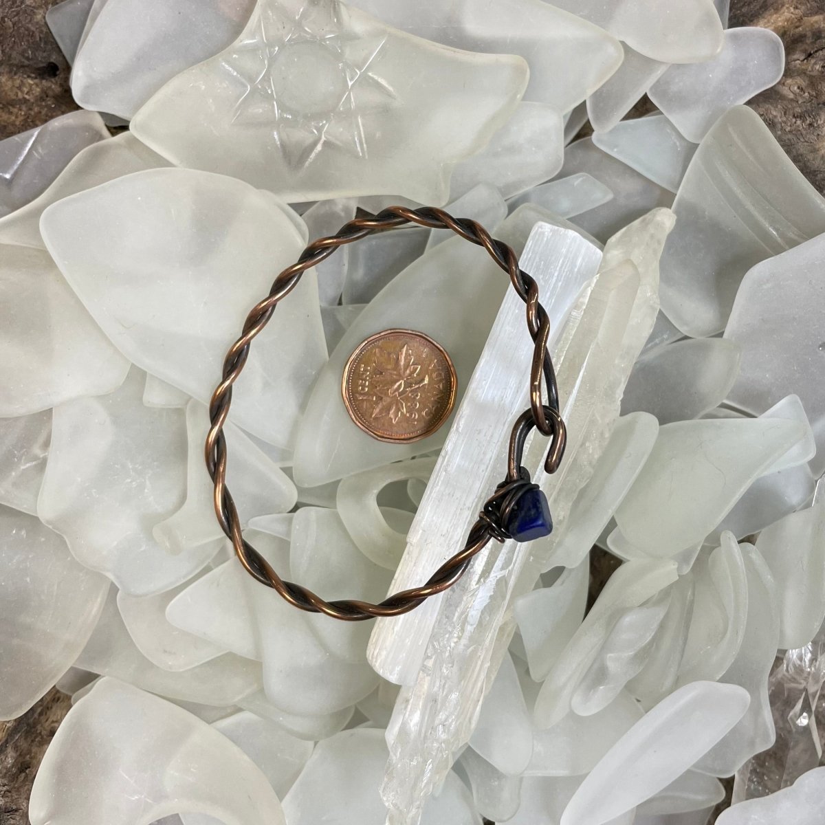 Lapis Lazuli Twisted Copper bangle - Mother Of Metal - Copper - For Her - For Wrists-