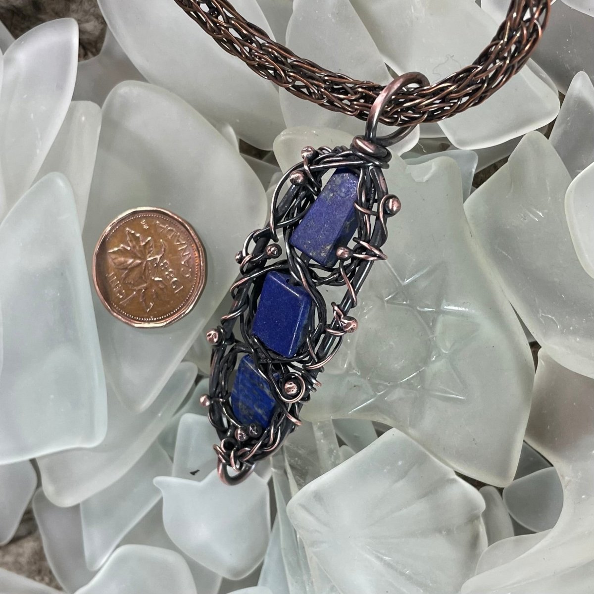 Lapis Lazuli Viking Knit Necklace - Mother Of Metal - AG Collection - Copper - For Her-Necklaces