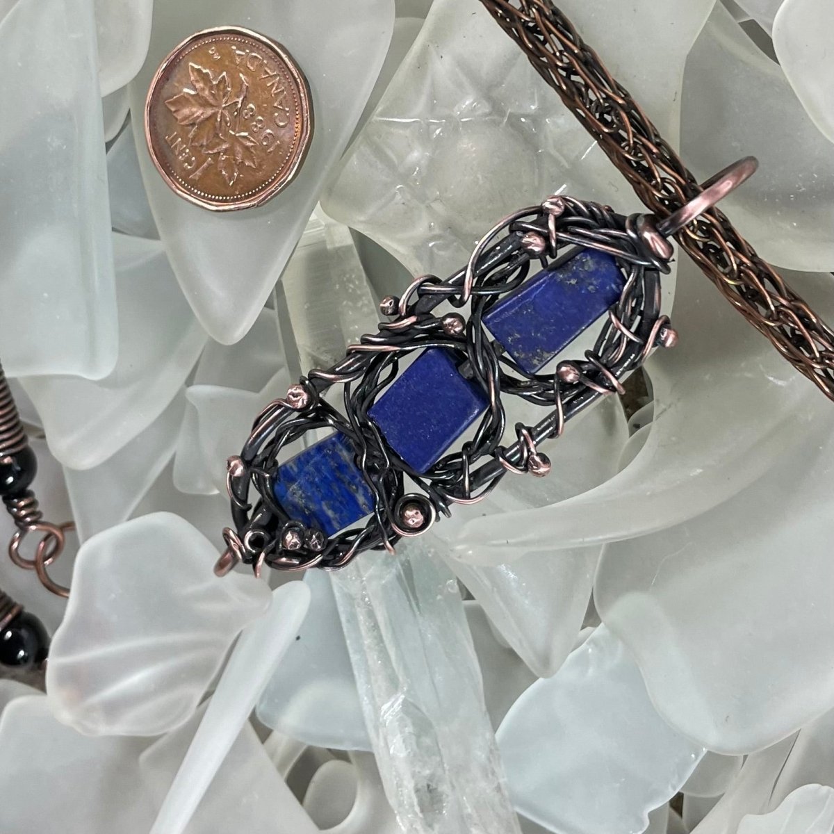 Lapis Lazuli Viking Knit Necklace - Mother Of Metal - AG Collection - Copper - For Her-Necklaces