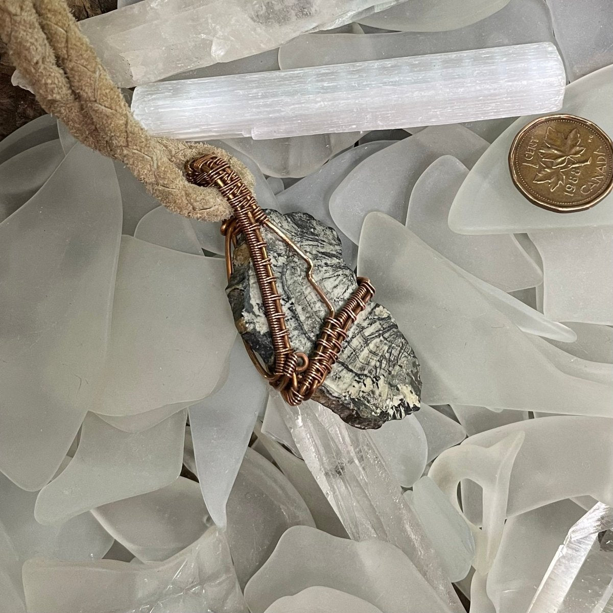 Petrified Wood and Copper Necklace - Mother Of Metal - Copper - For Her - For Him-