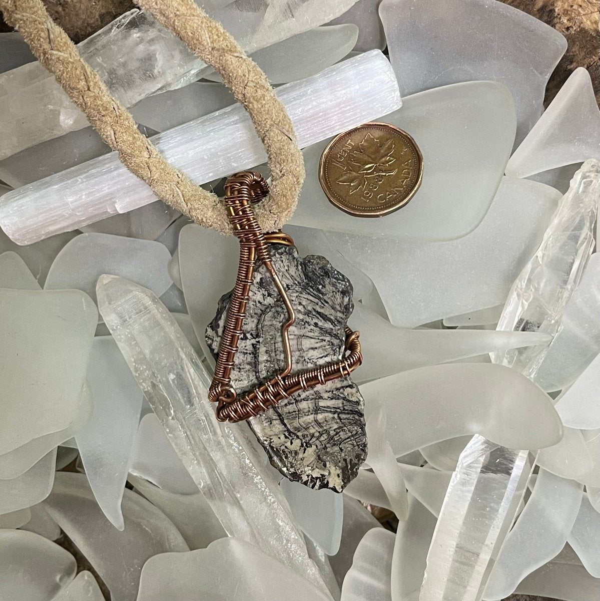 Petrified Wood and Copper Necklace - Mother Of Metal - Copper - For Her - For Him-