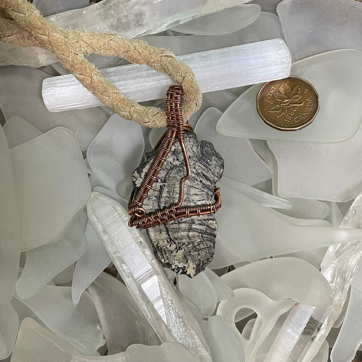 Petrified Wood and Copper Necklace - Mother Of Metal - Copper - For Her - For Him-