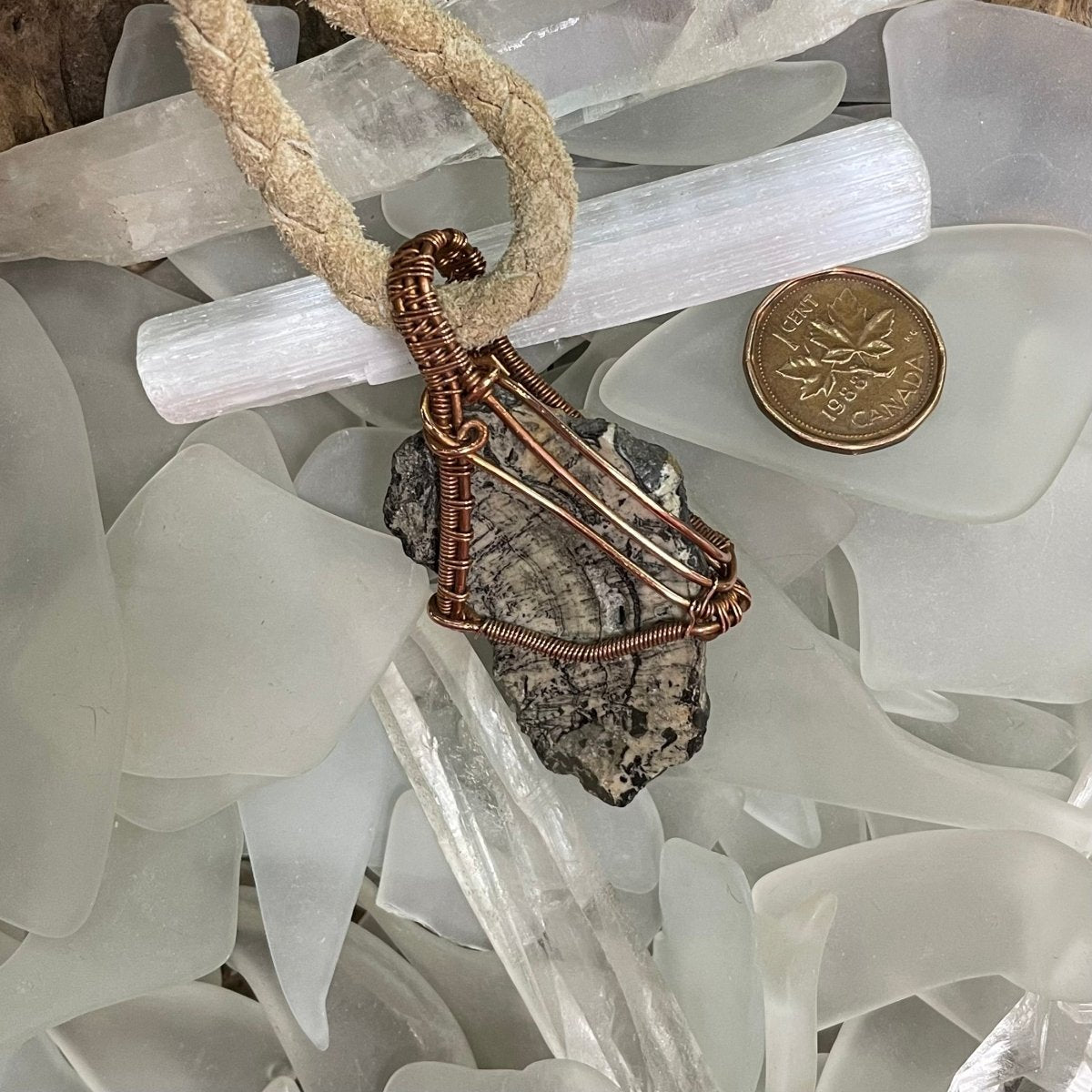 Petrified Wood and Copper Necklace - Mother Of Metal - Copper - For Her - For Him-