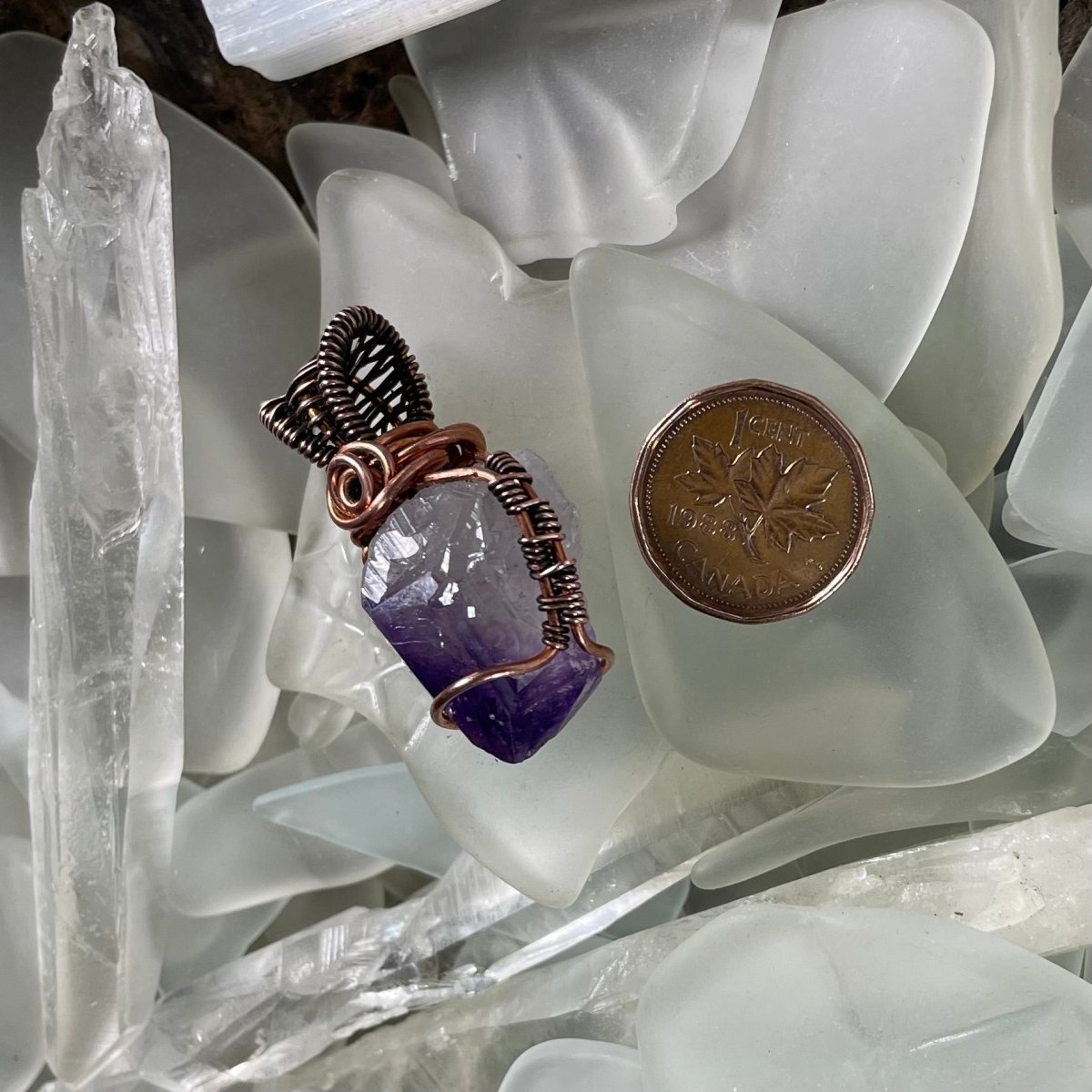 Raw Amethyst Point Pendant - Mother Of Metal - amethyst - Copper - For Her - Pendants