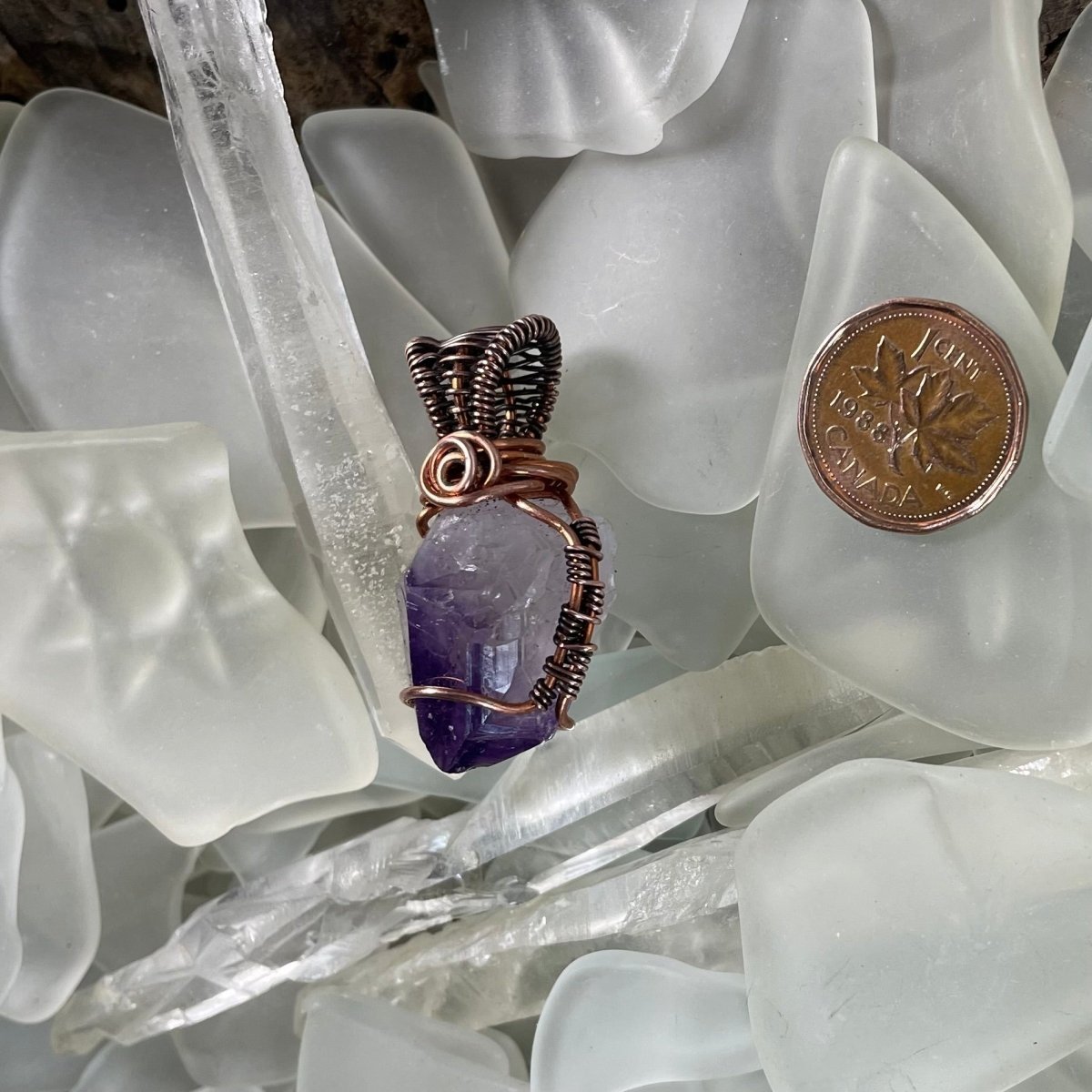 Raw Amethyst Point Pendant - Mother Of Metal - amethyst - Copper - For Her - Pendants