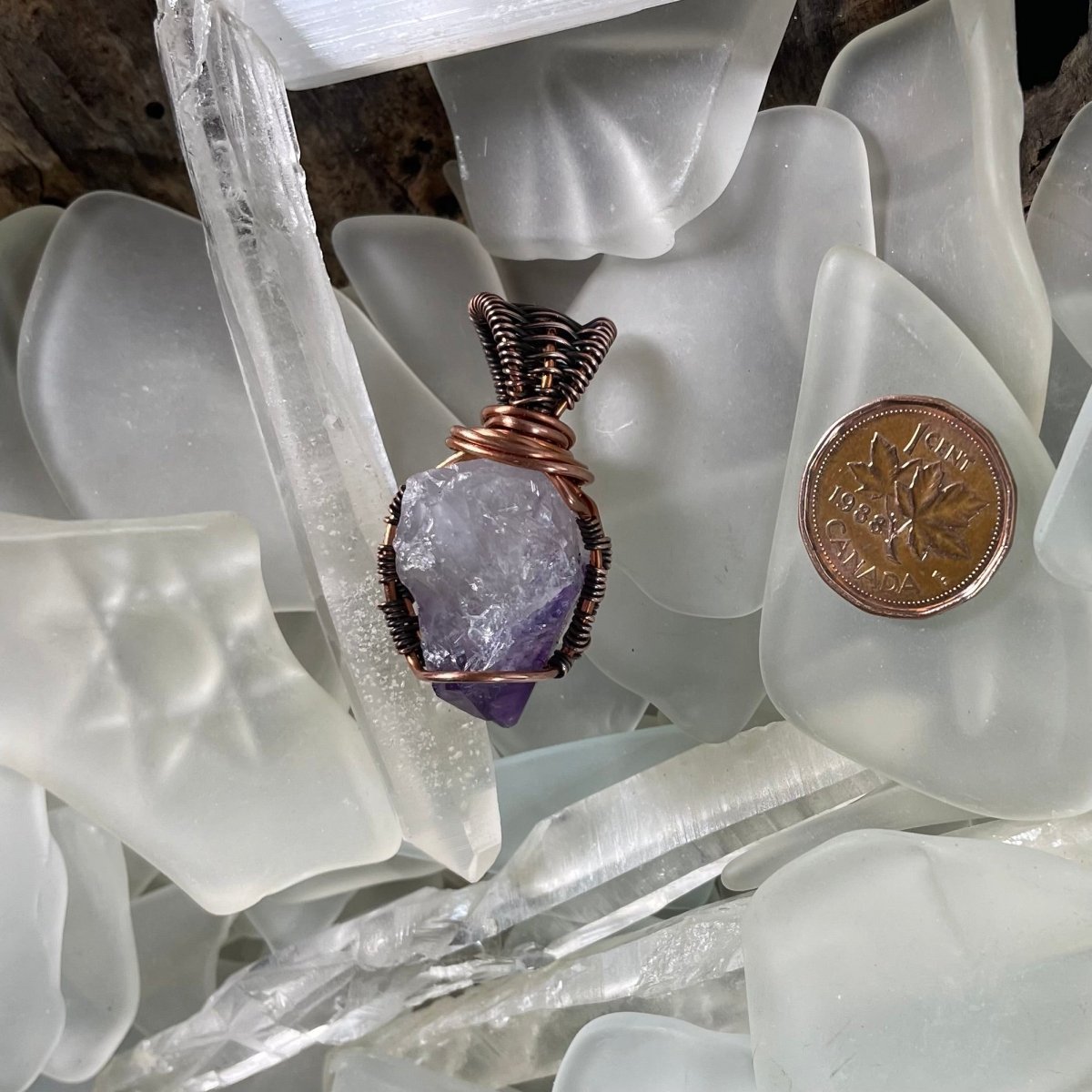 Raw Amethyst Point Pendant - Mother Of Metal - amethyst - Copper - For Her - Pendants
