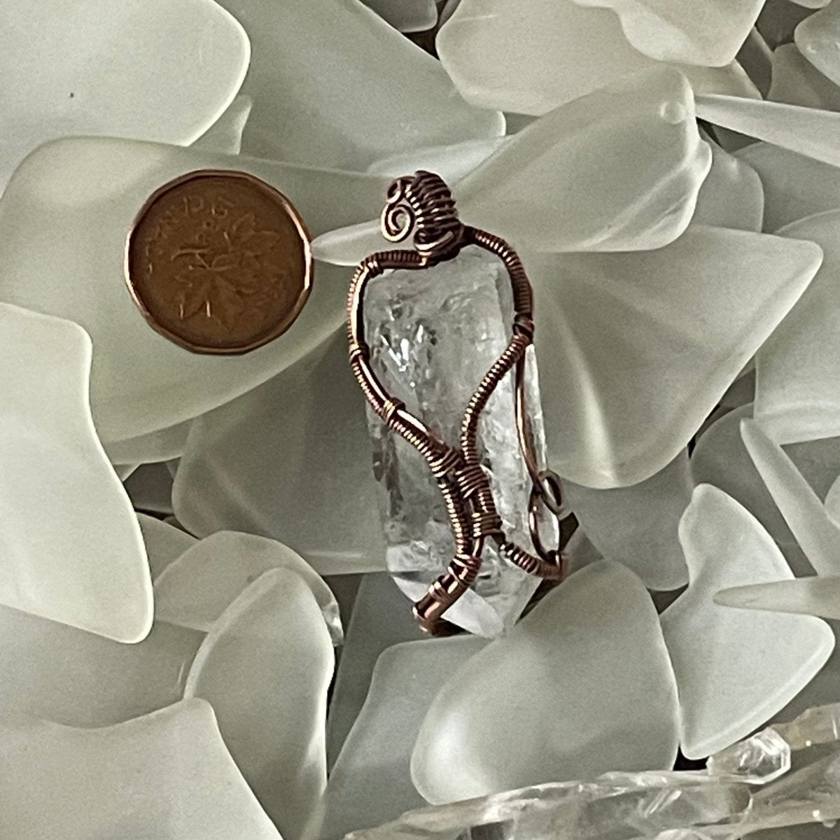Raw Clear Quartz Pendant - Mother Of Metal - Copper - For Her - For Him-