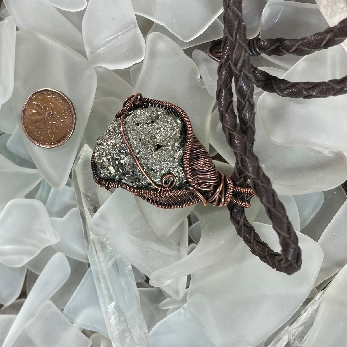 Raw Pyrite and Copper Necklace - Mother Of Metal - Copper - For Her - For Him-Necklaces