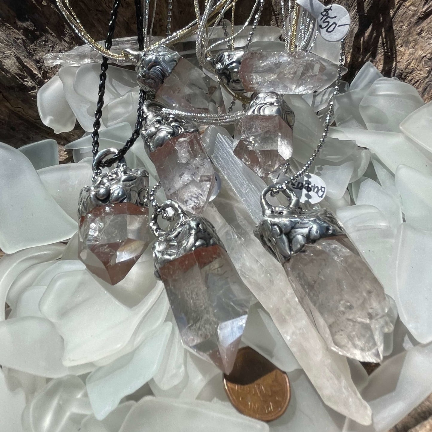 Raw Quartz Point Soldered Necklace - Mother Of Metal - clear quartz - For Her - For Him-necklace