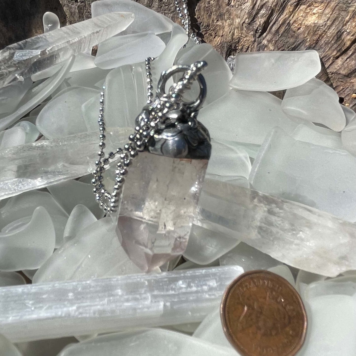 Raw Quartz Point Soldered Necklace - Mother Of Metal - clear quartz - For Her - For Him-necklace