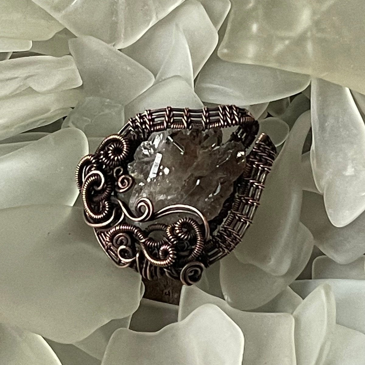 Raw Smokey Quartz Cluster Pendant - Mother Of Metal - Copper - For Her - For Him-