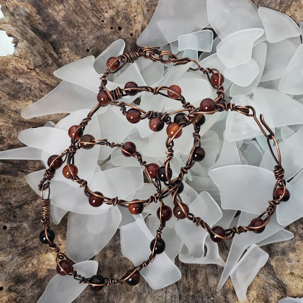 Red Agate Reclaimed Copper Bracelet - Mother Of Metal - For Her - For Wrists - red agate-