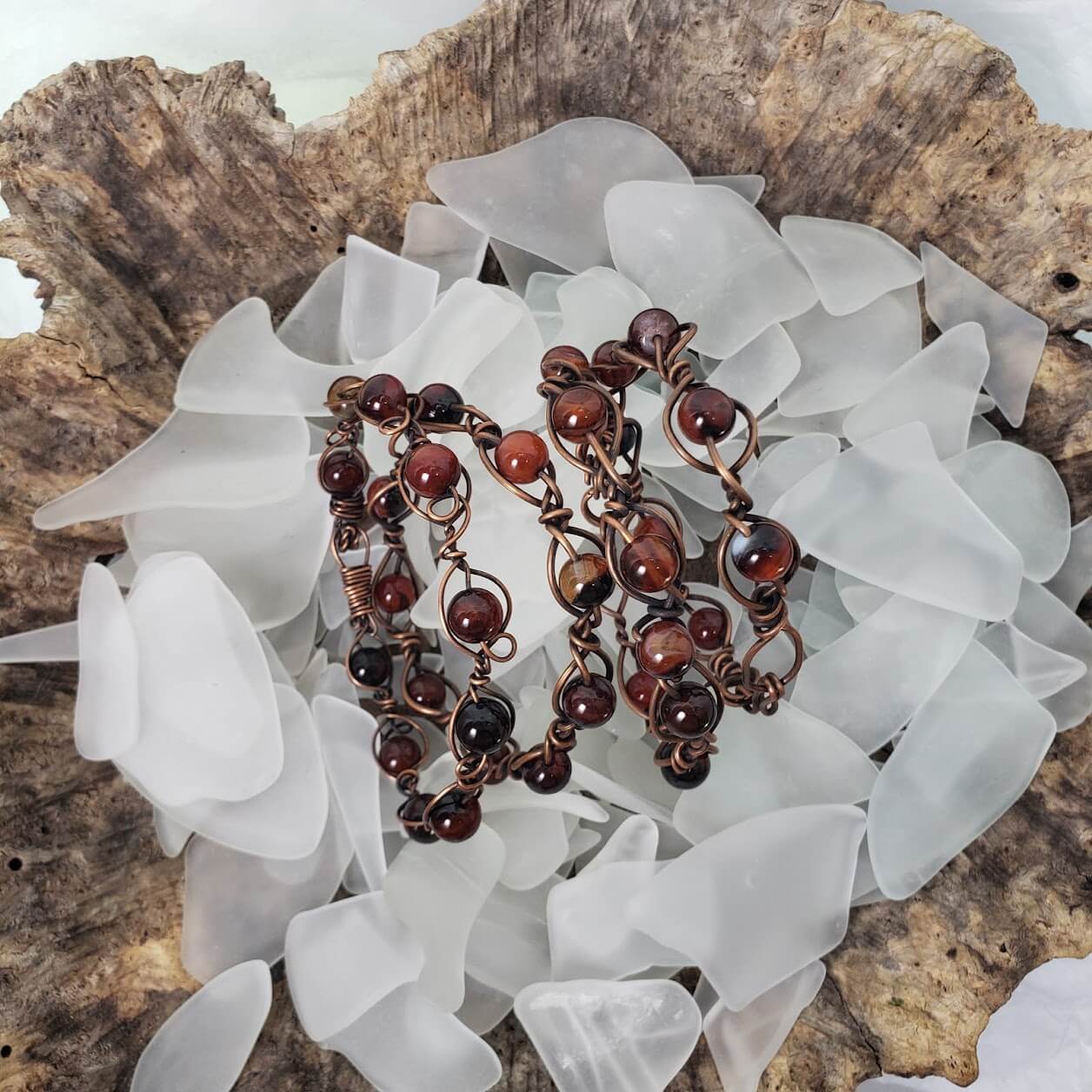 Red Agate Reclaimed Copper Bracelet - Mother Of Metal - For Her - For Wrists - red agate-