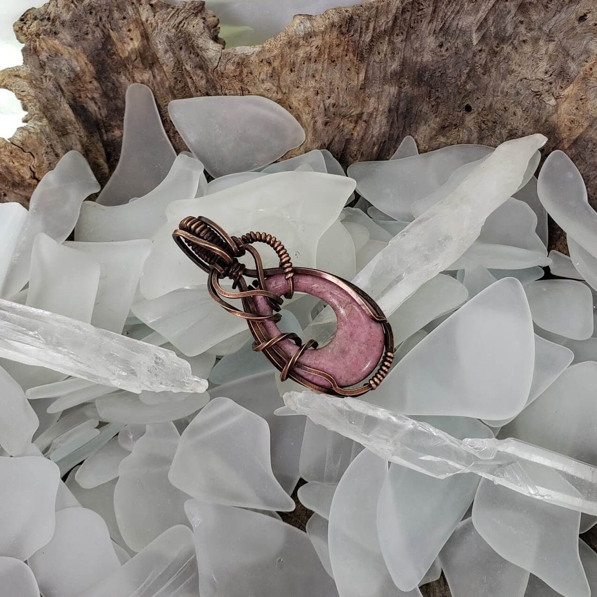 Rhodonite Teardrop Pendant - Mother Of Metal - For Her - For Necks - rhodonite-Charms & Pendants