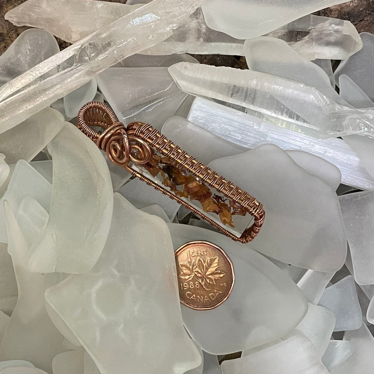 Rose in Resin Bar Pendant - Mother Of Metal - Copper - For Her - For Him-