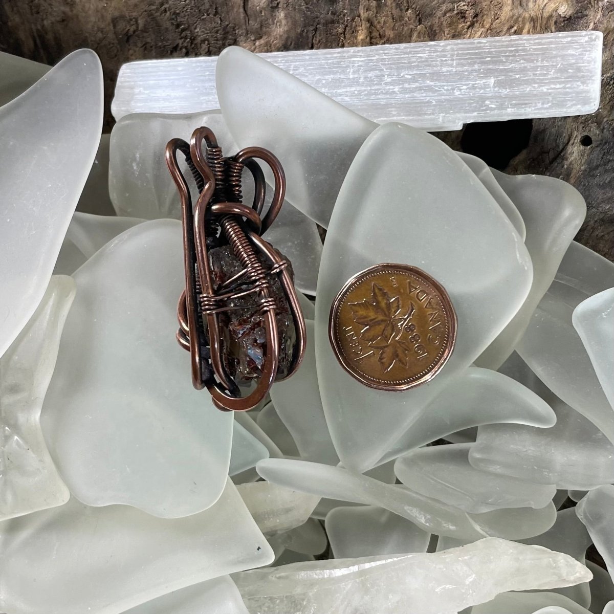 Smokey Quartz in Epidote and Copper Pendant - Mother Of Metal - Copper - For Her - For Him - Pendants