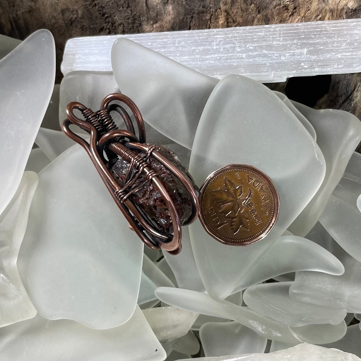 Smokey Quartz in Epidote and Copper Pendant - Mother Of Metal - Copper - For Her - For Him - Pendants