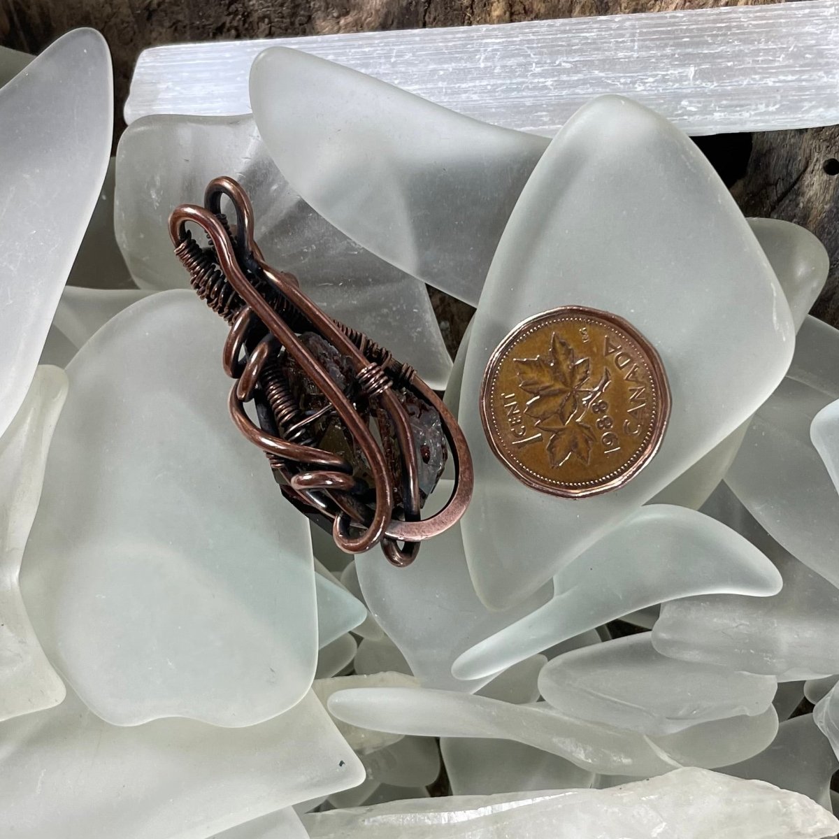 Smokey Quartz in Epidote and Copper Pendant - Mother Of Metal - Copper - For Her - For Him - Pendants