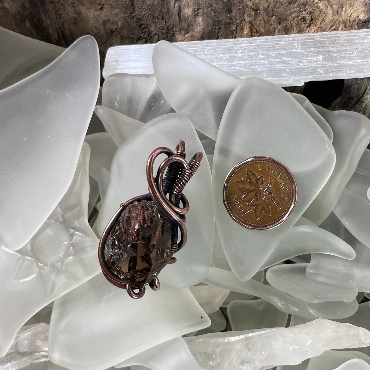 Smokey Quartz in Epidote and Copper Pendant - Mother Of Metal - Copper - For Her - For Him - Pendants