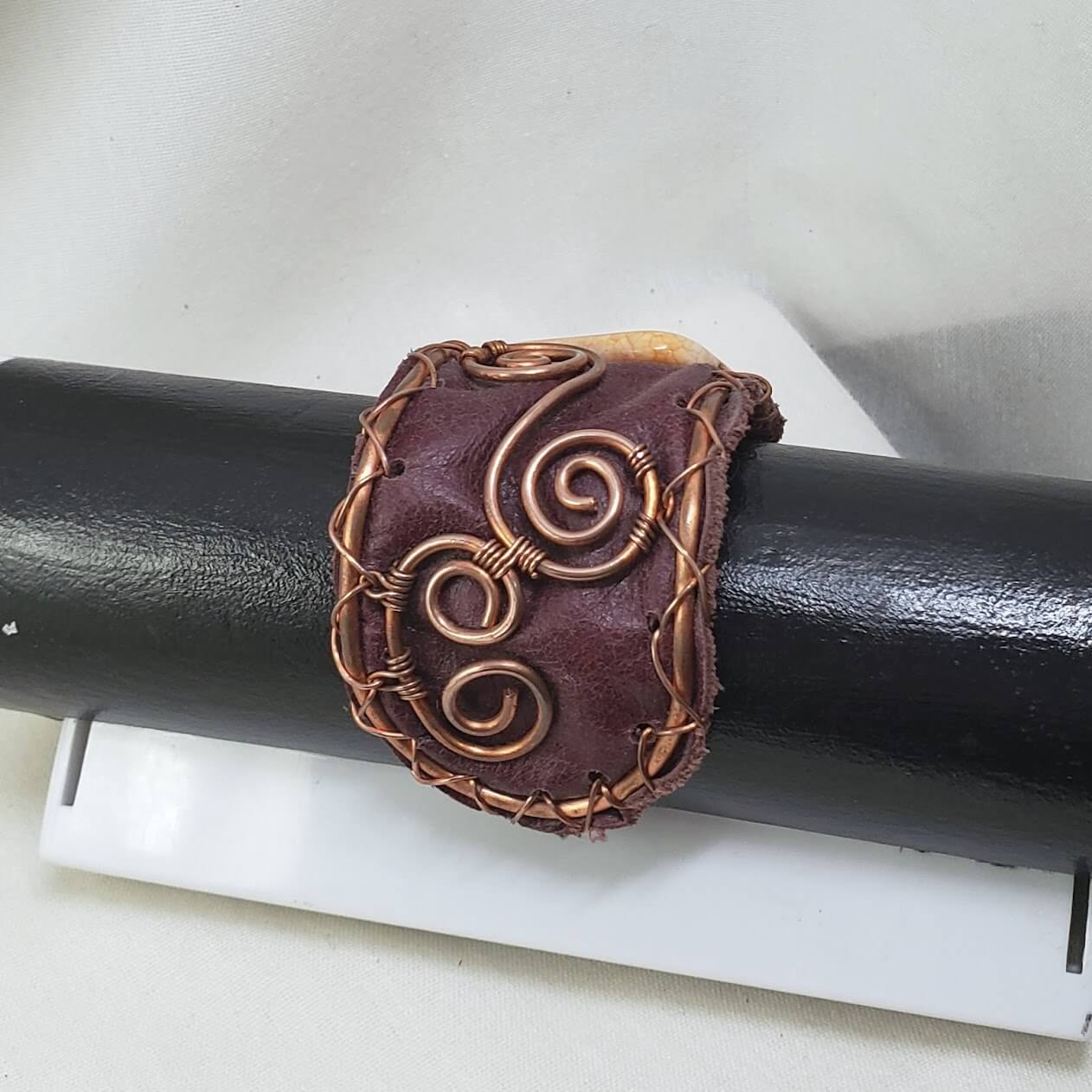 Snakeskin Agate Cuff Bracelet - Mother Of Metal - For Her - For Wrists - snakeskin agate-Bracelets