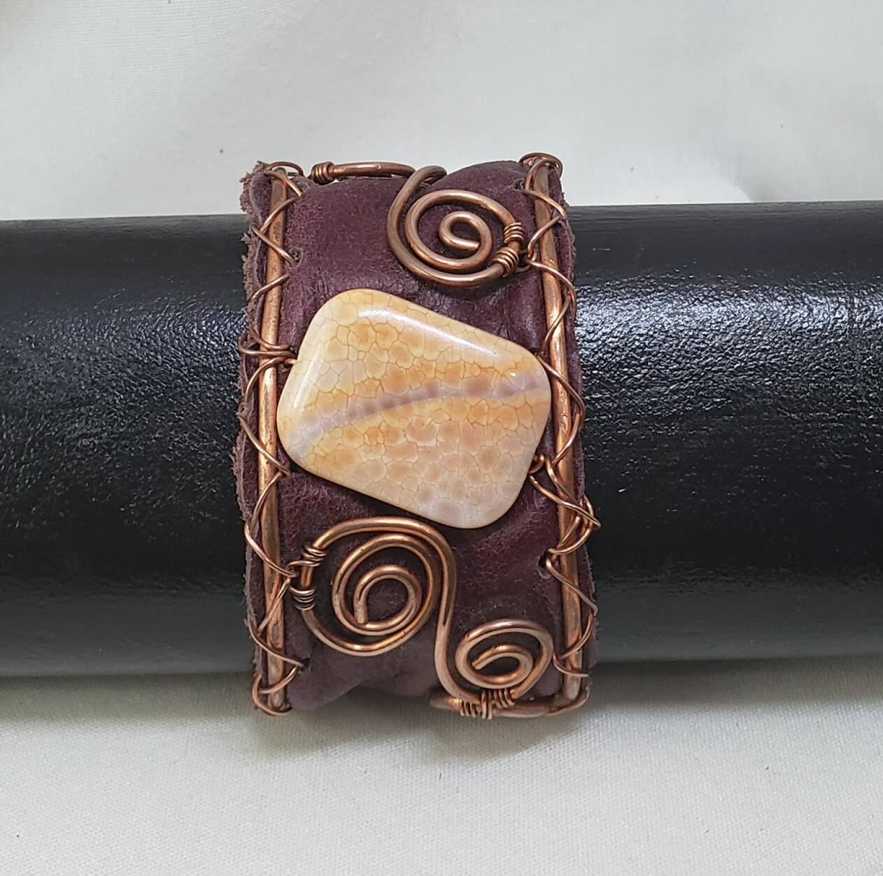 Snakeskin Agate Cuff Bracelet - Mother Of Metal - For Her - For Wrists - snakeskin agate-Bracelets